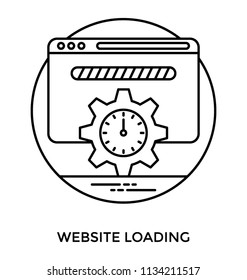 A web page with gear sign and speedometer taking time to load depicting website loading 