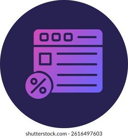 Web Page Glyph Circle Gradient Icon