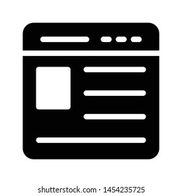 web page glyph flat vector icon