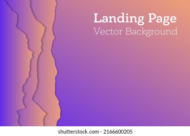 Web page gradient vector background. Paper ragged edges border. Simple backdrop. Banner, poster, landing page background design.