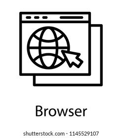 A web page having globe grid and mouse cursor is internet browser 