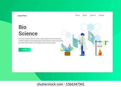 Web Page Header Bio Science illustration concept landing page suitable for website creative agency and digital marketing