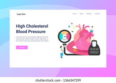 Web Page Header High Cholesterol illustration concept landing page suitable for website creative agency and digital marketing