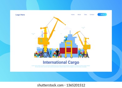 Web Page Header International Cargo illustration concept landing page suitable for website creative agency and digital marketing
