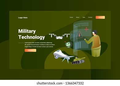 Web Page Header Military Technology illustration concept landing page suitable for website creative agency and digital marketing