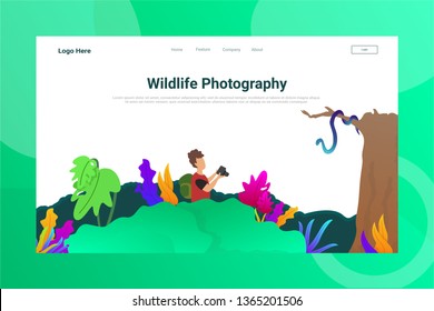 Web Page Header Wildlife Photography illustration concept landing page suitable for website creative agency and digital marketing