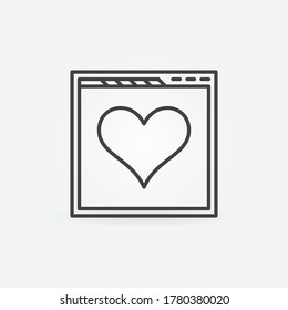 Web page with Heart line icon. Vector Online People Support concept linear symbol