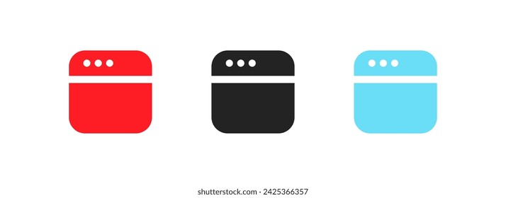 Web page icon button. Flat, filled web page button. Vector icons