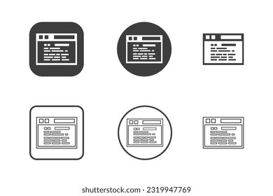 Web page icon design 6 variations. Isolated on white background.