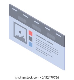 Web page icon. Isometric of web page vector icon for web design isolated on white background
