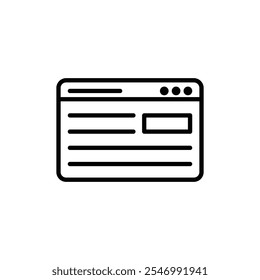 Logotipo lineal del icono de la página del Web aislado