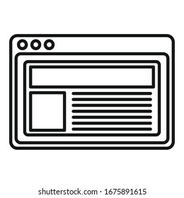Web page icon. Outline web page vector icon for web design isolated on white background