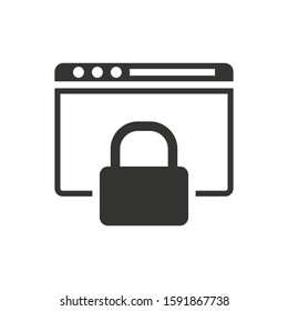 web page icon with security lock - vector and symbol