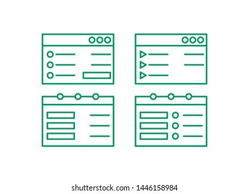 Web page icon set. Edit line logo. Note Vector illustation.