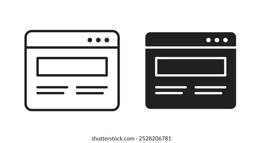 Ícone de página da Web em estilo sólido e traçado.