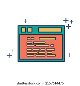 Web page icon vector illustration glyph style design with color and plus sign. Isolated on white background.