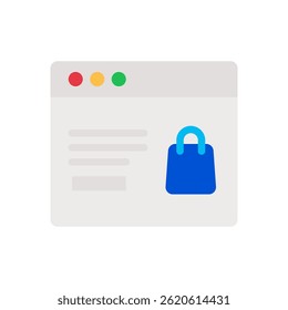 Vetor de Ícone de Página da Web para Vitrine Online e Interface de Compras. Design de layout de site para comércio digital.
