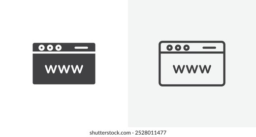 ícone de página da Web ícone de vetor definido em preto e branco.