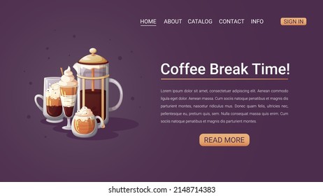 Web page with an illustration of coffee cocktails.