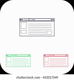Web page Illustration set. Blue, green, red icon.