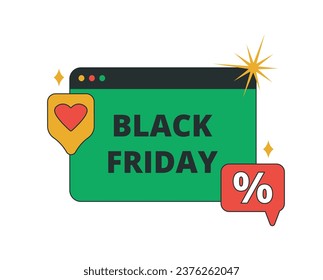 Web page with the inscription "Black Friday" offers favorable conditions for shopping. Vector illustration concept for advertising and promoting products or services offered at a discount.