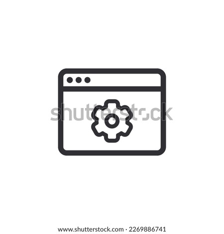 Web page. Internet icon. Web sign. Browser icon. Vector Internet symbol. Web site. Web development. Search page. Homepage. Start page. Software programming. Global network. Settings icon. Options icon