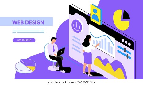 Web page Isometric Concept. Use for web page, banner, infographics. Flat illustration editable line. Ui UX design