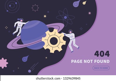 Web page layout template for space concept. flat design style minimal vector illustration