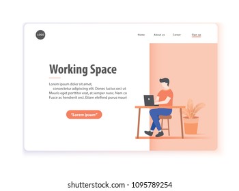 Web page layout working space illustration vector on white background.