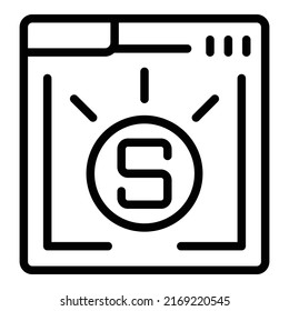 vector de contorno de icono de la página Web. El video monetiza. Beneficio de la audiencia