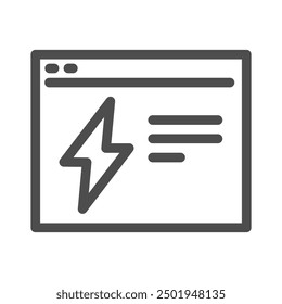 Icono de línea de página de Web. Ventana del navegador, desarrollo del Sitio web, página de destino. Concepto de inicio. La Ilustración vectorial se puede utilizar para temas como negocios, Internet, redes