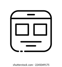 Icono de línea de página Web. Pantalla, monitor, electrónica, navegador, internet, escarabajo, smartphone, ordenador, datos, conocimiento. concepto de tecnología. Icono de línea negra del vector sobre fondo blanco
