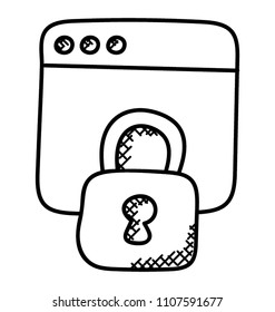 
Web page with lock sign, web security or cybersecurity concept
