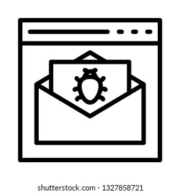 web page mail virus line icon
