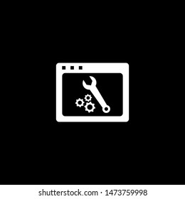 Web Page Maintenance Icon On Black Background. Black Flat Style Vector Illustration.