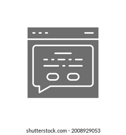 Página Web con un mensaje, icono gris de retroalimentación.