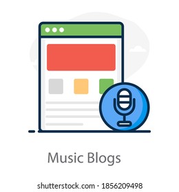 Página web con micrófono que muestra el concepto del icono del blog de música