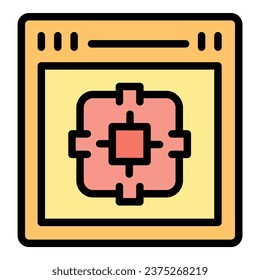 Web page monetize icon outline vector. Video data. App digital color flat