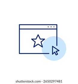 página da Web, clique com o mouse e comece. Site mais bem classificado, favoritos salvos. Pixel perfeito, ícone de vetor de traçado editável