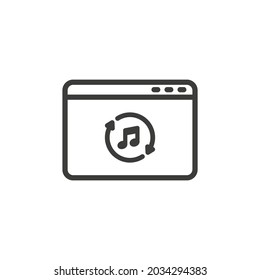 Web page with music player icon on white background.