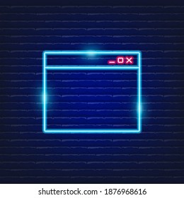 Web page neon sign. Vector illustration for website decoration. Data concept.