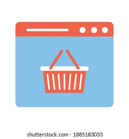 web page with one basket in the middle of it vector illustration design