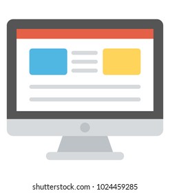 A Web Page With Online Ads And Marketing Advertisement, Flat Design Icon