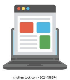 A web page with online ads and marketing advertisement, flat design icon