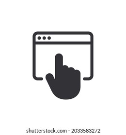 Web page. Online icon. Internet icon. Web sign. Browser icon. Swipe icon. Web site. Search page. Homepage. Start page. Global network. Web pointer. Link button. Hand mouse cursor. Forefinger. Cursor
