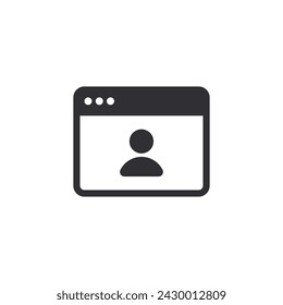 Web page. Online icon. Internet icon. Web sign. Browser icon. Web site. Development. Search page. Homepage. Start page. Global network. Identification card sign. Profile icon. Id card. Web access.