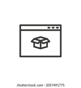 Web page with open box icon on white background.