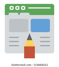 
A web page with pencil showing article writing
