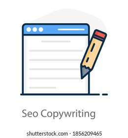 A web page with pencil showing seo copywriting 