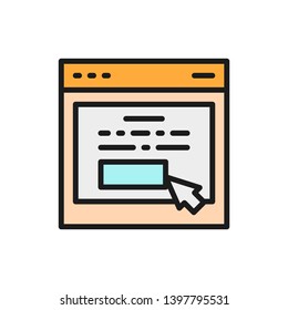 Web page with personal account flat color icon.